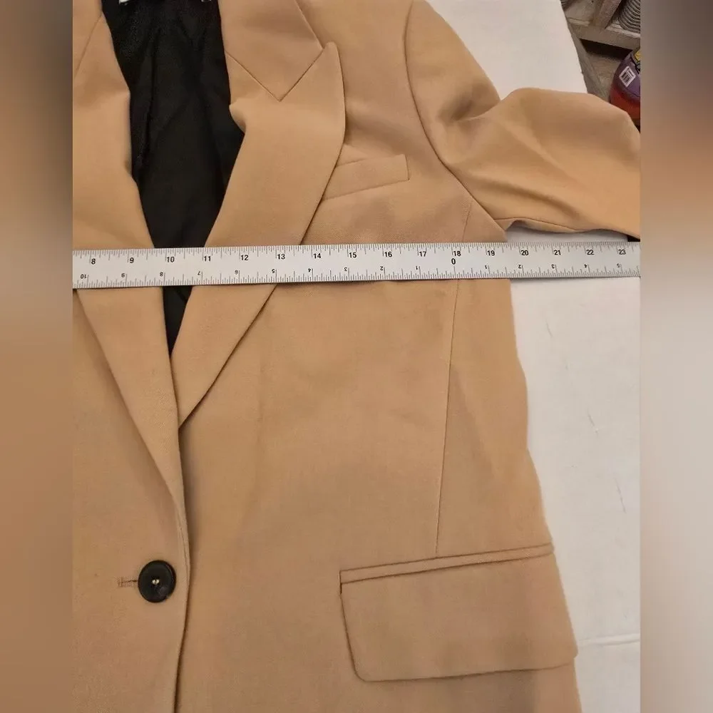 Zara Oversized Single-button Blazer In Tan Size Small - Picture 7 of 14